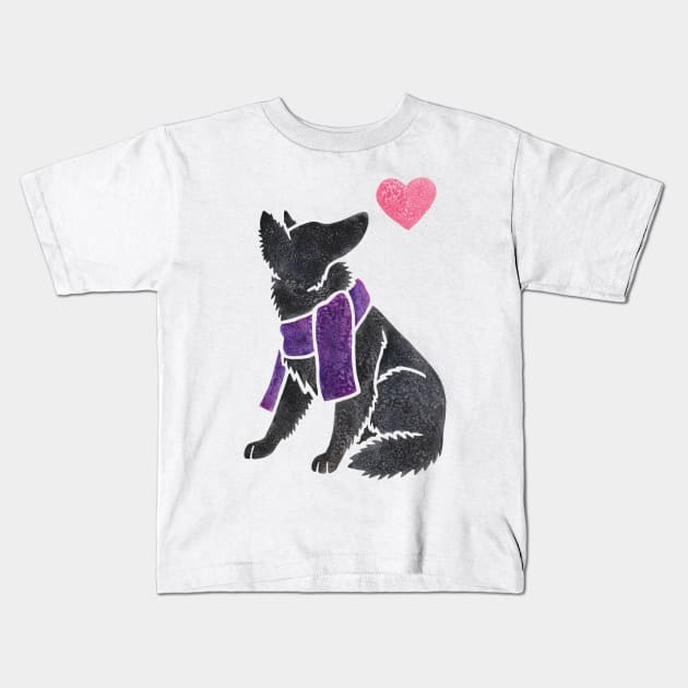 Watercolour Groenendael Kids T-Shirt by animalartbyjess